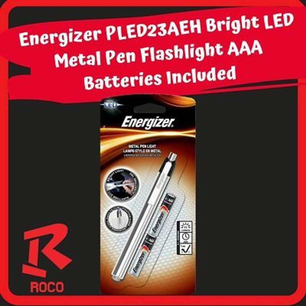 Energizer PLED23AEH Bright LED Metal Pen Flashlight AAA Batteries Included